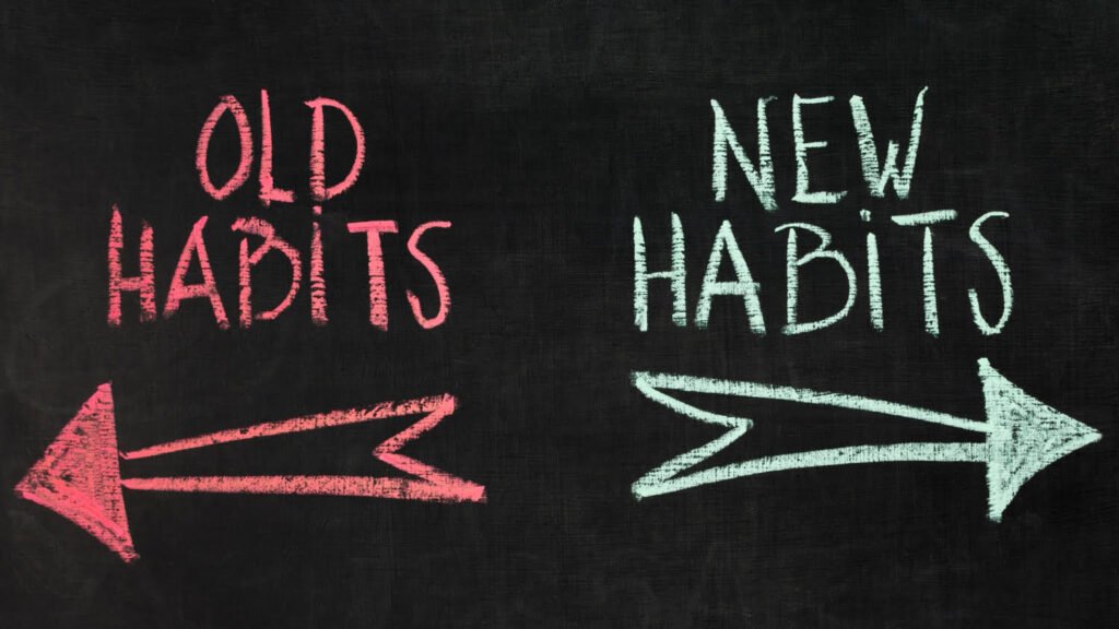 Visual representation of old and new habits concept, depicting the contrast between outdated routines and new, positive habits.